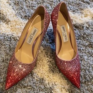 Jimmy Choo Love Red Glitter 85mm size 7 size 37